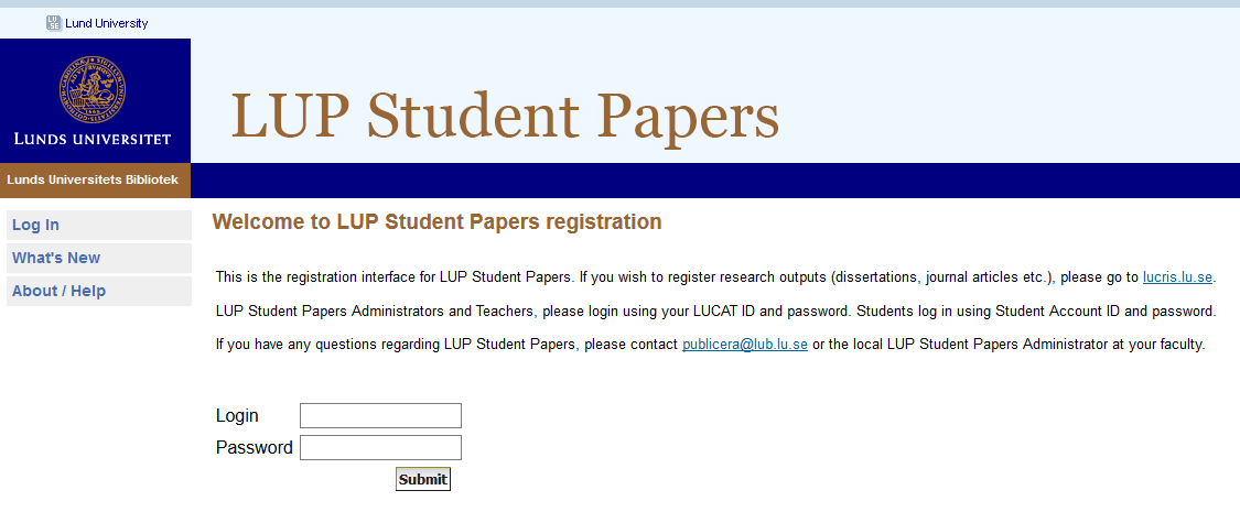 Screenshot LUP Student Papers